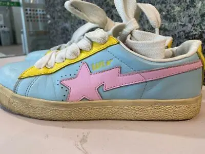 A BATHING APE Bapesta Sneaker Shoes Low Blue/Pink/Yellow US6 Used From Japan • $499.36