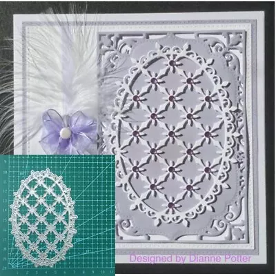 Lace Lattice Oval Frame Scrapbooking Metal Cutting Dies Card Making Embossing  • £4.22