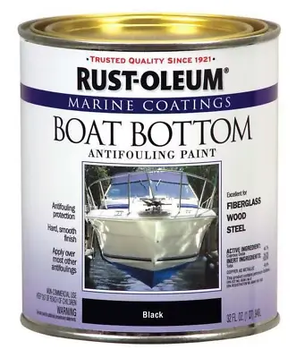 Marine Flat Boat Bottom Antifouling Paint 1-Quart Epoxy Black Coating Wood NEW • $76.75