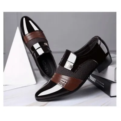 Men Pointed Toe Slip On Business Patent Casual Loafer Shoes Leather Formal Shoes • £21.17