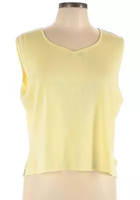 MING WANG Sunny Yellow Sleeveless V-Neck Tank Top Size L • $39.99