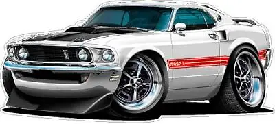 Wall Decal Compatible With 1969 Ford Mustang Mach 1 428 White Car Garage Decor • $25.99