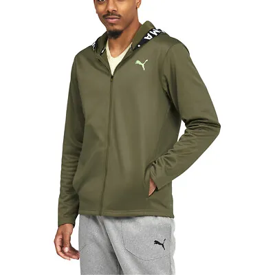 Puma Pwr Fleece Full Zip Training Hoodie Mens Green Casual Outerwear 52255032 • $24.99