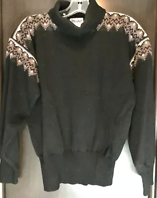 Vtg Meister Womens Sweater Wool Acrylic Ski Winter Apres Turtleneck Black Sz S  • $17.05