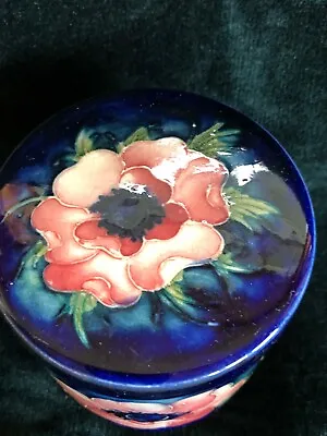 Moorcroft ANEMONE Navy Pink Covered Jar Small 4  EUC • $109