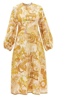 $350 • Buy Zimmermann Tempo Abstract Print Linen-Voile Midi Dress, Size 1