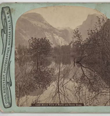 Bierstadt Mirror View North & South Dome Yosemite CA Stereoview C1880 • $20