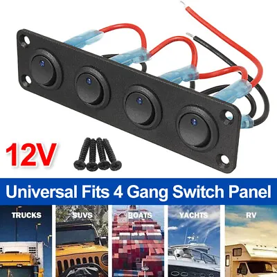 4 Gang Blue LED Toggle Rocker Switch Panel Breakers Car Marine Boat RV 12V • $12.87