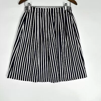 J. Crew Mercantile Skirt Womens A-Line Striped Pleated Lined Navy White Size 4 • $17.49