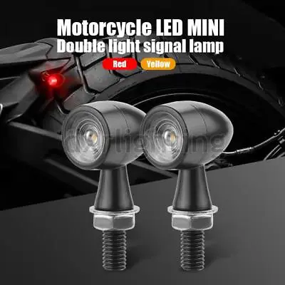2X Motorcycle Mini Blinker LED Turn Signal Brake Lights Blinker Red Amber Bullet • $13.98