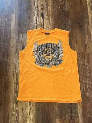 Vintage Harley Davidson Mens T Shirt Size L Orange Cut Off Sleeves Live To Ride • $17.99