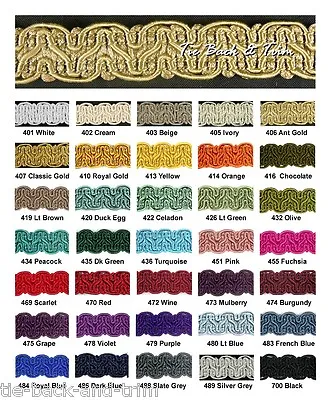 Silky Braid Gimp 15mm Trimmings Upholstery Furnishing Craft Trim Sold Per Metre • £1.50