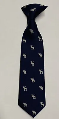 Boys Holiday Navy Blue Moose Clip-On Tie 10.25” • $6