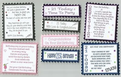 4 21st BIRTHDAY Greeting Card Craft Scrapbook Verse Toppers W/WO Sentiments M&F • £1.80