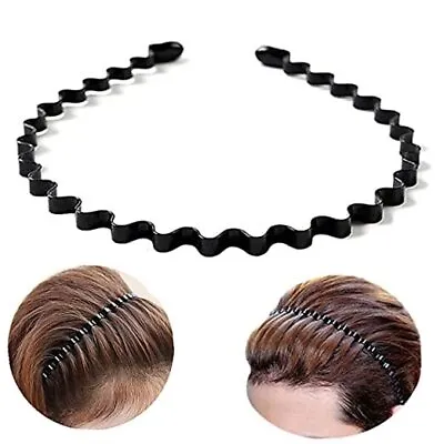 Mens Hair Band Multifunctional Unisex Wavy Black Hair Metal Bands For Men &  • $7.58