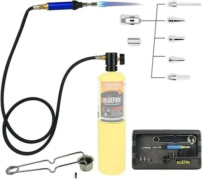 BLUEFIRE Propane / MAP Gas Soldering Torch Head Multi-Function Kit With 3' Hose • $42.79