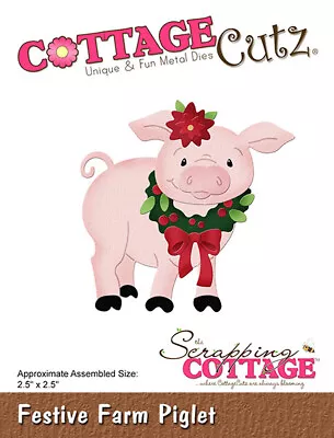 New Scrapping Cottage Cutz Metal Cutting Die Christmas Festive Farm Piglet  • £20