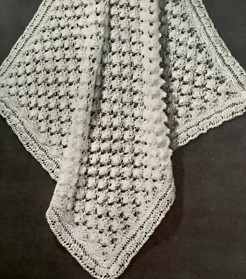 Vintage Knitting Pattern - Baby’s 2-Ply Christening Blanket Shawl Babies - FCB28 • £2.15