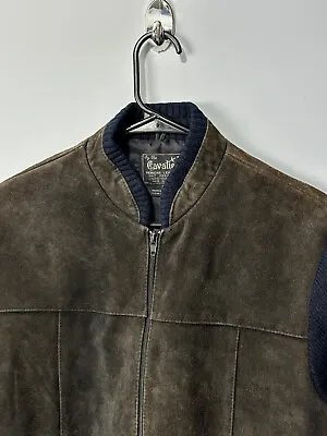 The Cavalier Men’s Leather/suede Sweater/Jacket Size M-blue/brown • $38.99