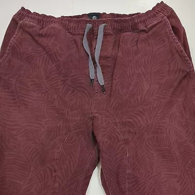 Zanerobe Jogger Chino Pants Mens 36 Burgundy With Design Drawstring Pockets • $30