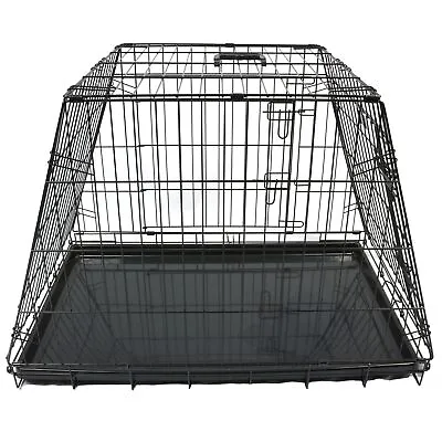DOG CAR CRATE Two Door Puppy Travel Transportation S-XL Fold Flat Slide Out Tray • £79.99