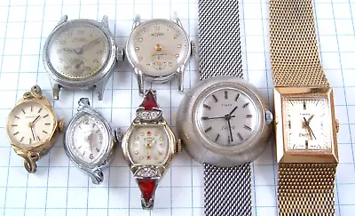 7 Vintage Ladies Watch Lot Roamer Timex Electric Bubble Waltham Medana Caravelle • $5.99