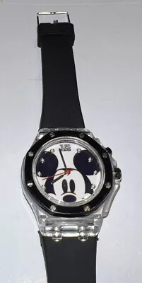 Disney Mickey Mouse Watch Black & White Light Up Face Rubber Strap Collectable • $29.50