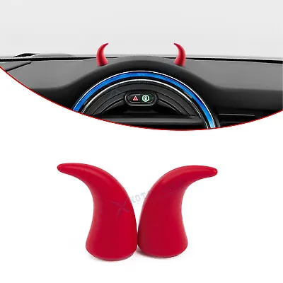 2Pcs PU Foam Small Red Devil Bull Horn Dashboard Center Stickers Decor For Car • $16.85