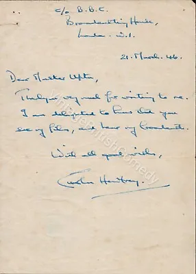 RARE Charles Hawtrey- Will Hay & Carry On Star Signed Handwritten Letter 1946 • £260