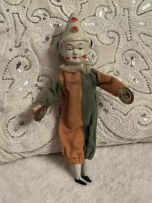 £153.75 • Buy Antique Ca 1900 Working Mechanical Clown 10” Doll Circus Victorian Toy Cymbals