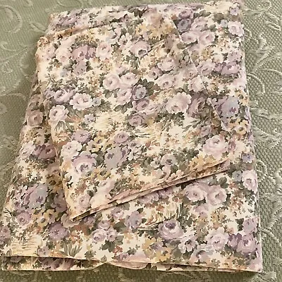 Vtg Martex Full Double Flat Sheet Pillowcase NO Iron USA Granny Cottage Floral • $18.90