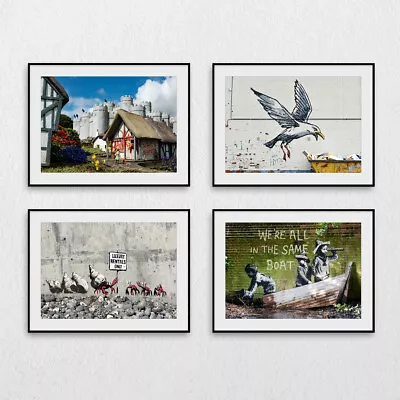 Banksy Spraycation Wall Art Prints Pictures Decor Posters Luxury Rentals Seagull • £5.99