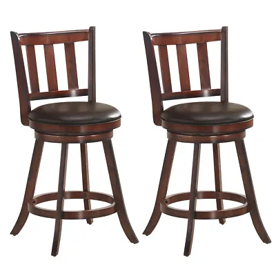 Set Of 2 25  Swivel Bar Stools Leather Padded Solid Counter Height Pub Chairs • $136.99