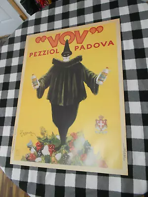  VOV  Pezziol Padova Vtg. Italian Liquor Advertisement Poster Italy 23.5  X 31.5 • $29.99