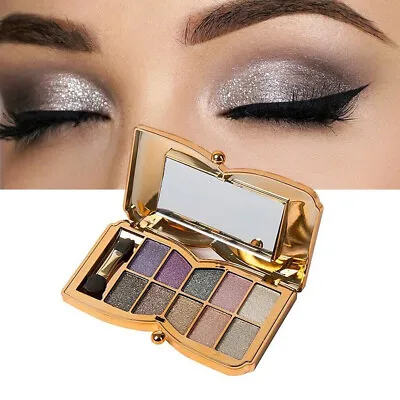 Glitter Eyeshadow Palette Color Pigment Shimmer Sparkly Diamond Makeup 10 Colors • £5.03