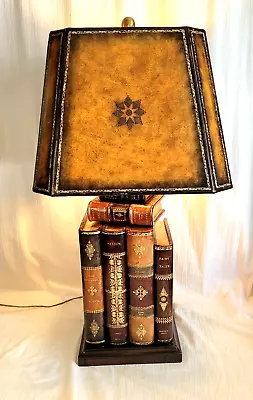 Maitland Smith Faux Book Leather Table Lamp Library Cottage Eclectic Grandpa • $649.99