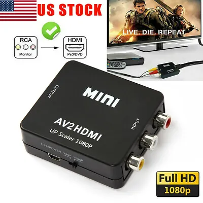 RCA AV To HDMI 1080p Converter Adapter AV CVBS Video For Wii-NES SNES PS1 • $9.28