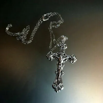 CROSS PRAY CRUCIFIX CHRISTIAN Pendant 22  Sterling Silver 925 Necklace Men Women • $16.99