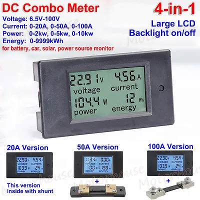 £13.02 • Buy Digital DC Power Meters Monitor Volt Amp KWh Watt Cambo Energy Electricity Meter