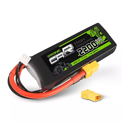 Ovonic 7.4V 2200mAh 50C 2S Lipo Battery XT60 Plug For 1/16 TRX Redcat RC Car • $18.89