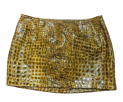 5/48 Saks Fifth Avenue Patent Leather Mini Skirt Women Size 4 Animal Print Lined • $22.99