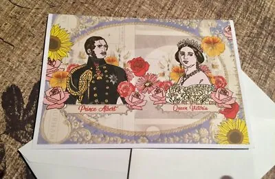 Queen Victoria And Prince Albert Greetings Card Illustrated Card Of The Monarch • £4