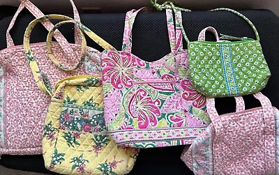 5 Retired Vera Bradley Handbags Yellow Pink Lily Of The Valley Crossbody Tote • $49.99