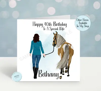 Personalised Birthday Card Horse & Girl Daughter Sister  Wife Granddaughter Any • £2.99