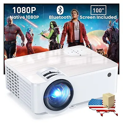 Groview Projector 1080P Bluetooth Mini Projector With 100” Projector Screen 95 • $96.99