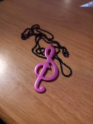 Treble Clef Pink & Black Ladies Necklace Music Note Costume Jewellery  • £4