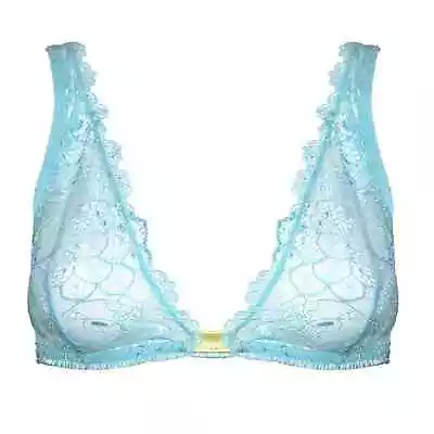 Mimi Holliday L Summer Sorbet Soft Cup Bra Lace Blue Green Silk Adjustable • $74.98