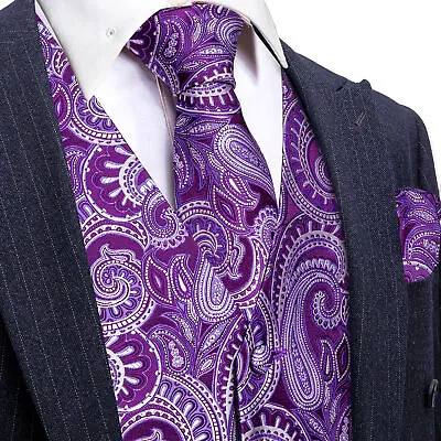 NEW Men's Paisley Design Dress Vest And Neck Tie Hankie Set For Suit Or Tuxedo • $23.51