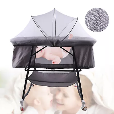 2-in-1 Baby Bedside Crib Portable Foldable Travel Cot Bassinet Bed Newborn Cot • $62.96