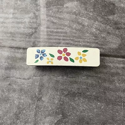 Vintage Hand Painted Floral Flower Hair Clip Barrette Wood Wooden Boho • $11.49